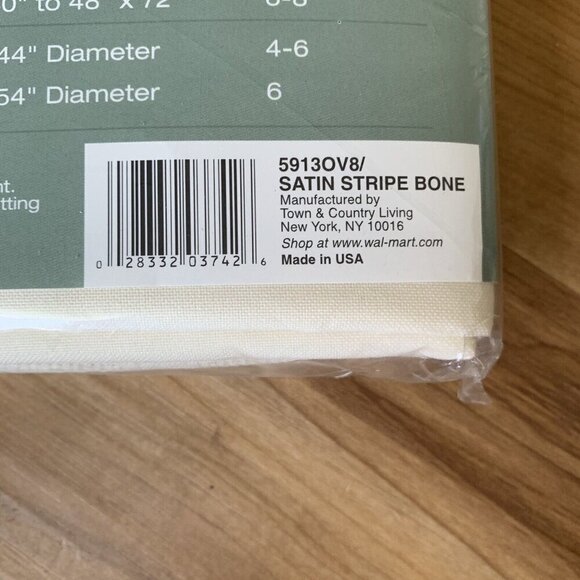 Tablecloth Hometrends Select Satin Stripe Visa Bone Color 60 x 84 Oval New - Picture 11 of 11